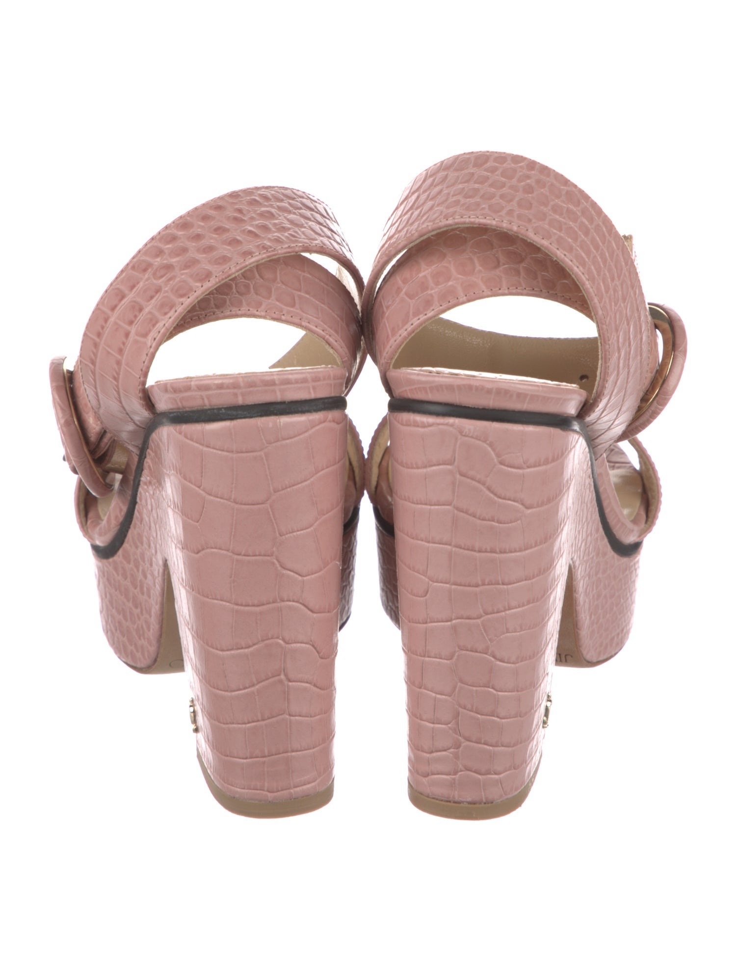 Jimmy Choo Embossed Leather Animal Print Sandals